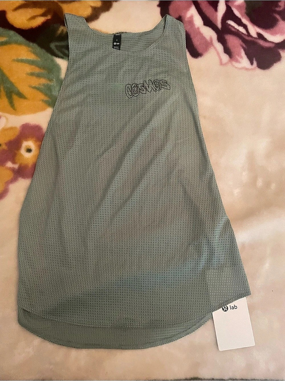 Lululemon Lab W Cosmos Grid Mesh Green Training Tank Top US Size 6